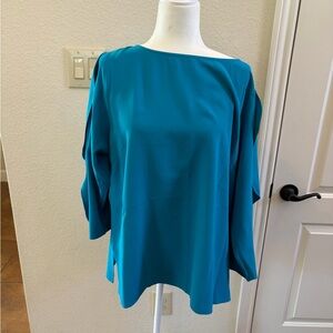 Misook Teal Boatneck Blouse
